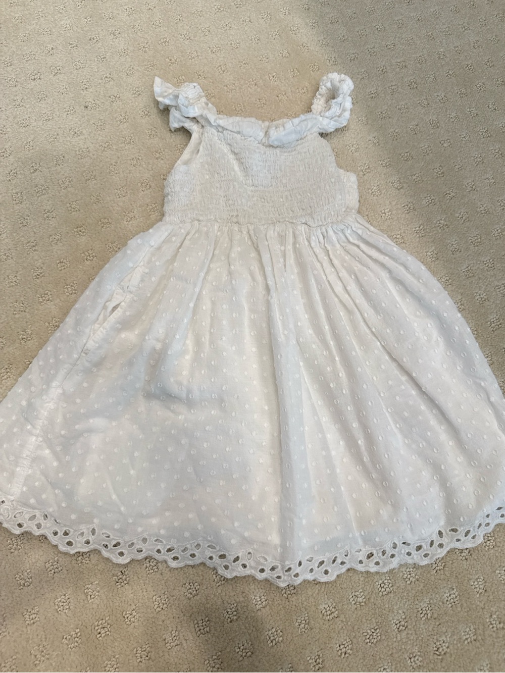 Cat & Jack Toddler Girls White Swiss Dot Eyelet Dress 3T Cottagecore